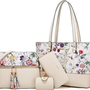 Women Fashion Handbags Wallet Tote Bag Shoulder Bag Top Handle Satchel Purse Set 4pcs